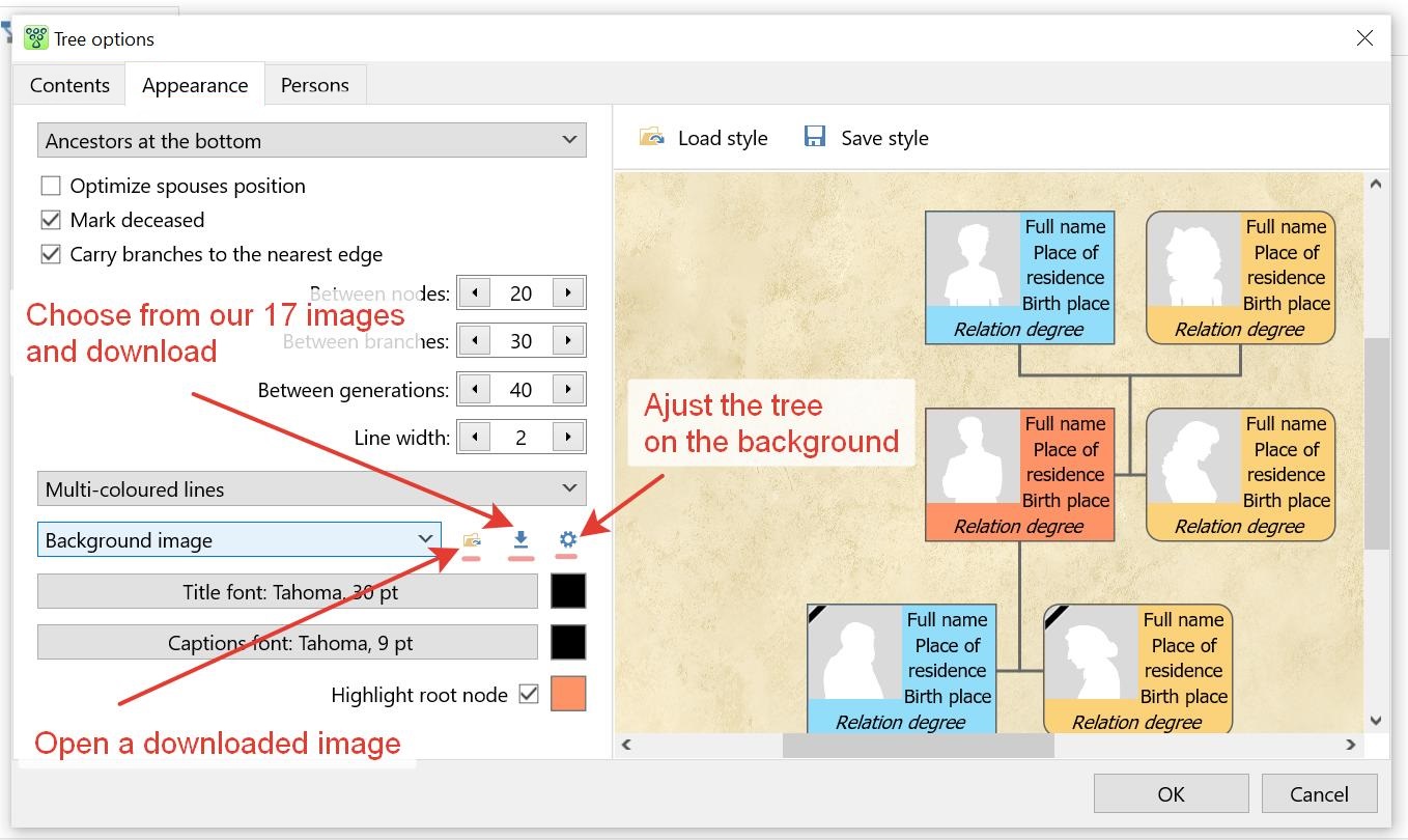 Family tree with background image Family tree with background image