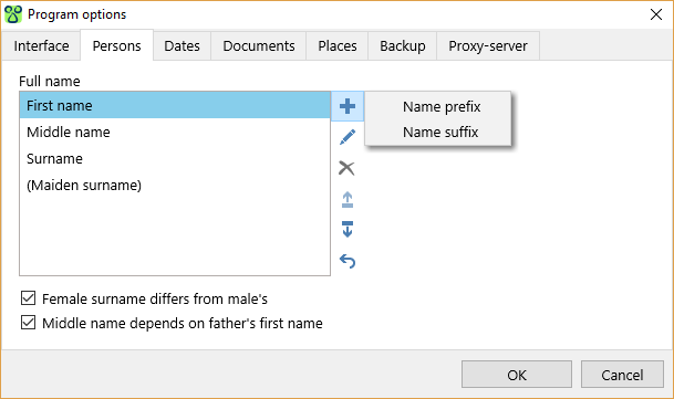 Full name options Full name options