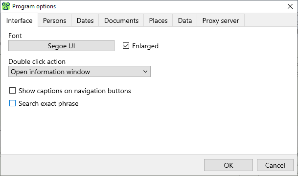 Program options Program options
