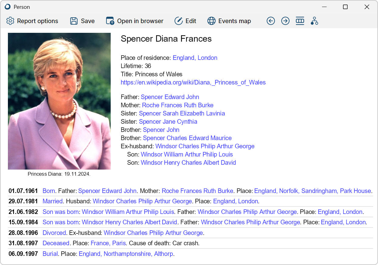 Person information window
